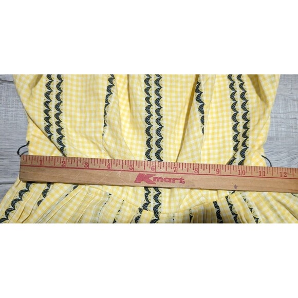 Vintage Ilene Ricky 1950s 1960s Party Dress Full Yellow Gingham Sleeveless - Picture 12 of 13
